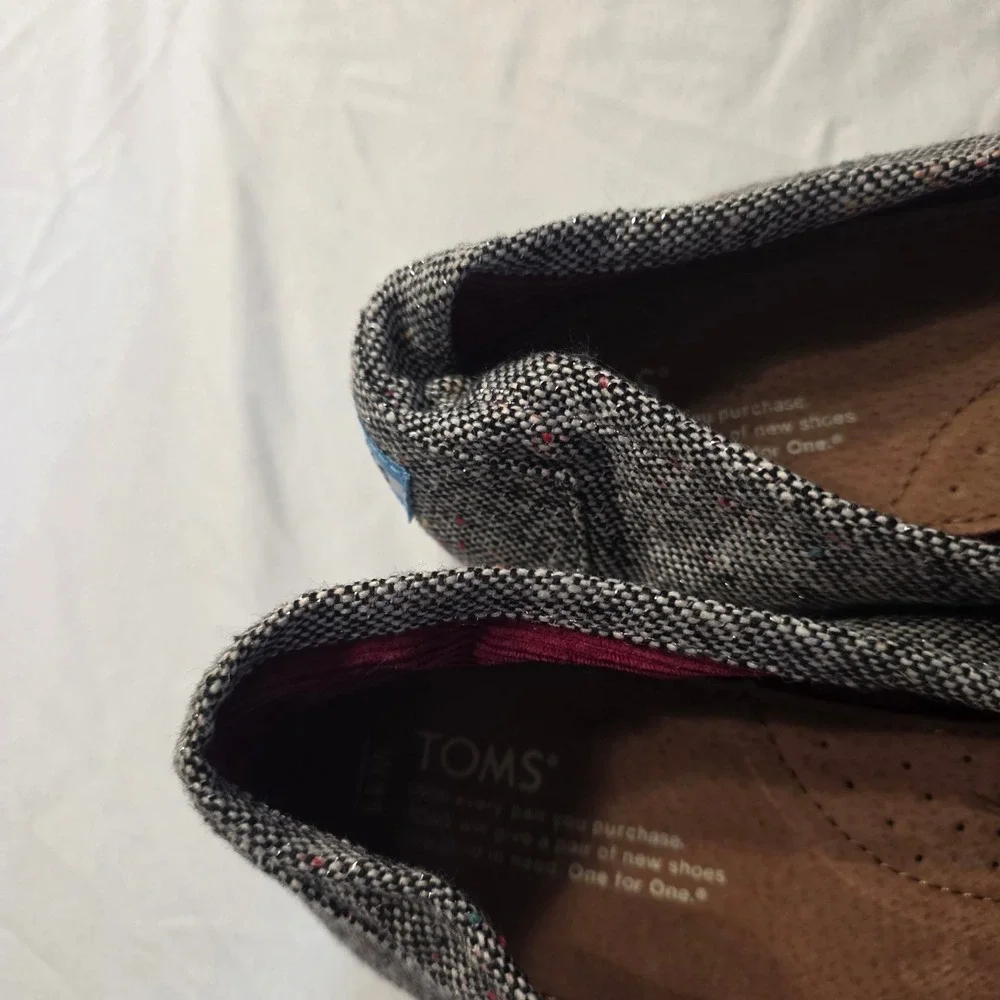 TOMS Classic Alpargata Slip On Shoes Mens 11 Gray Tweed Woven Multicolor Fleck